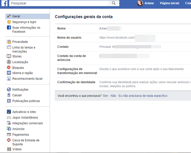 Em suas configurações você pode desativar todas as notificações do Facebook que quiser (Captura de tela: Ariane Velasco)