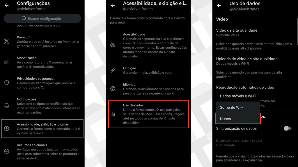 Passos para desativar o autoplay no X