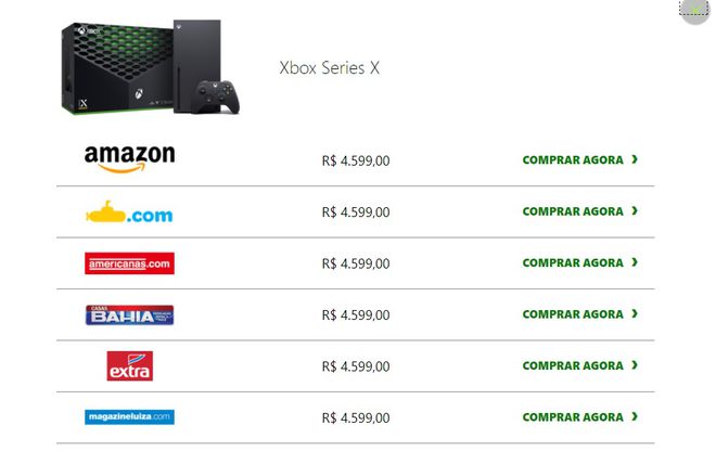 Varejistas parceiros da Microsoft para a venda on-line no Brasil (Imagem: Microsoft)