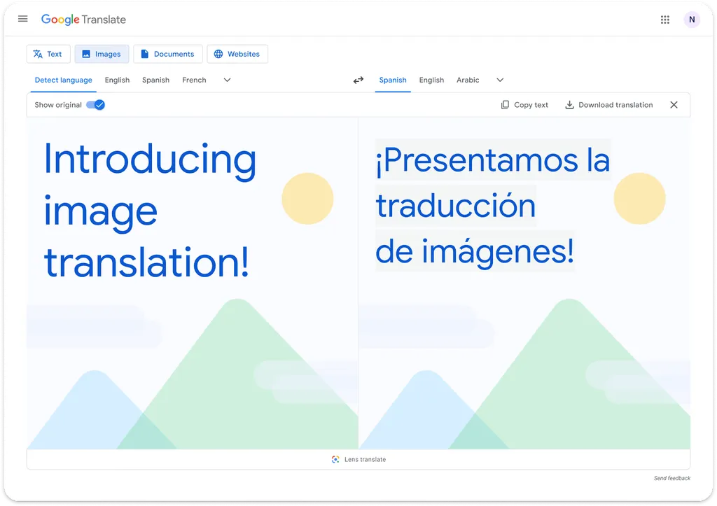 Com o poder do Lens, o Google Tradutor agora pode adaptar imagens para qualquer idioma disponível no serviço (Imagem: Reprodução/Google)