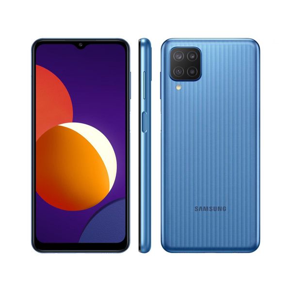 Smartphone Samsung Galaxy M12 64GB Azul 4G - 4GB RAM Tela 6,5” Câm. Quádrupla + Selfie 8MP [CUPOM]