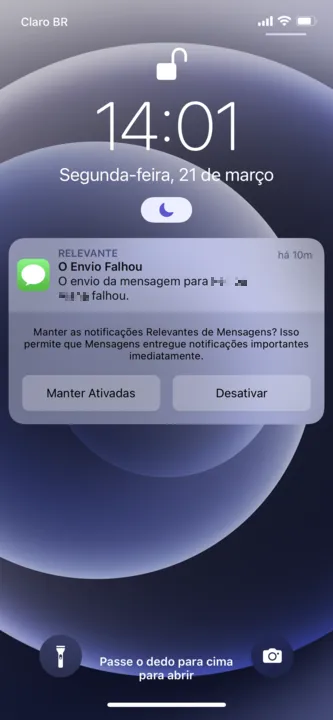 Falha derrubou até mesmo aplicativo de Mensagens da Apple (Captura: Bruno Salutes/Canaltech)