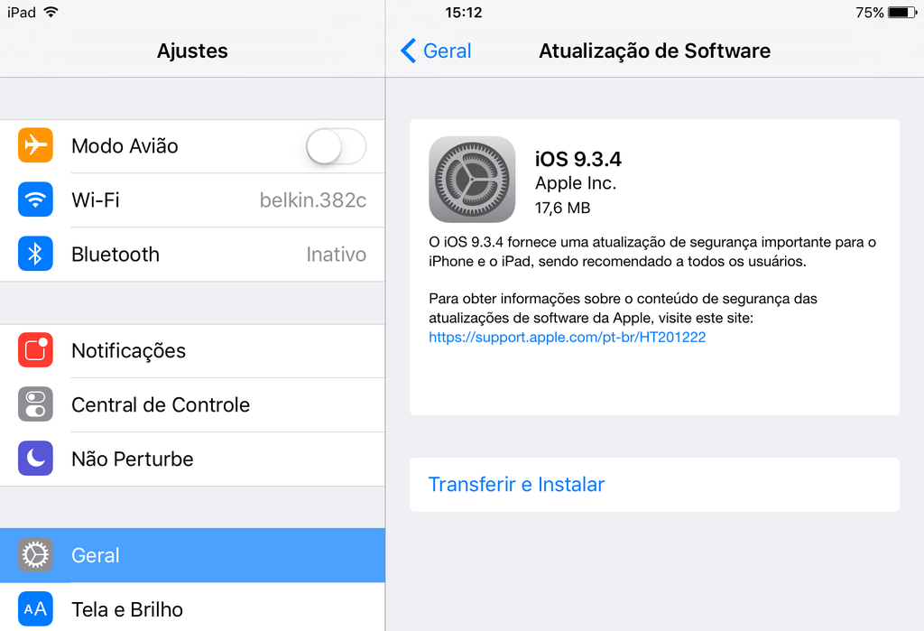 Atualização iOS 9.3.4 Atualização iOS 9.3.4