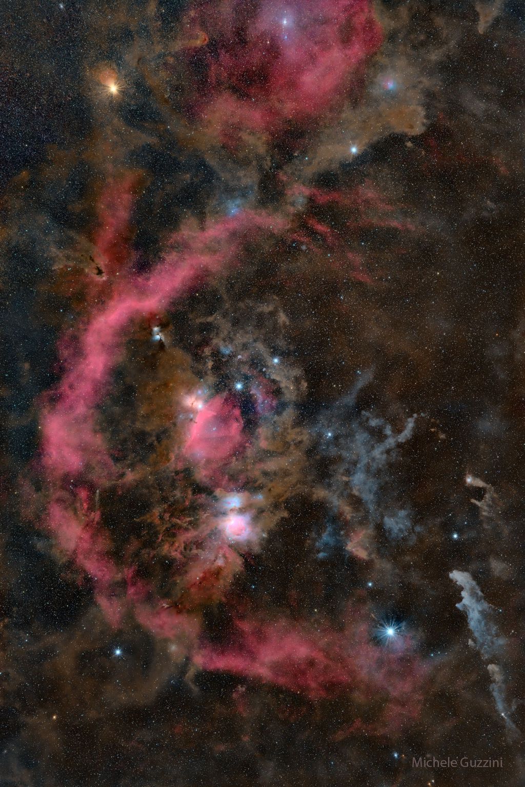 Constelação de Órion e suas nebulosas (Imagem: Reprodução/Michele Guzzini)