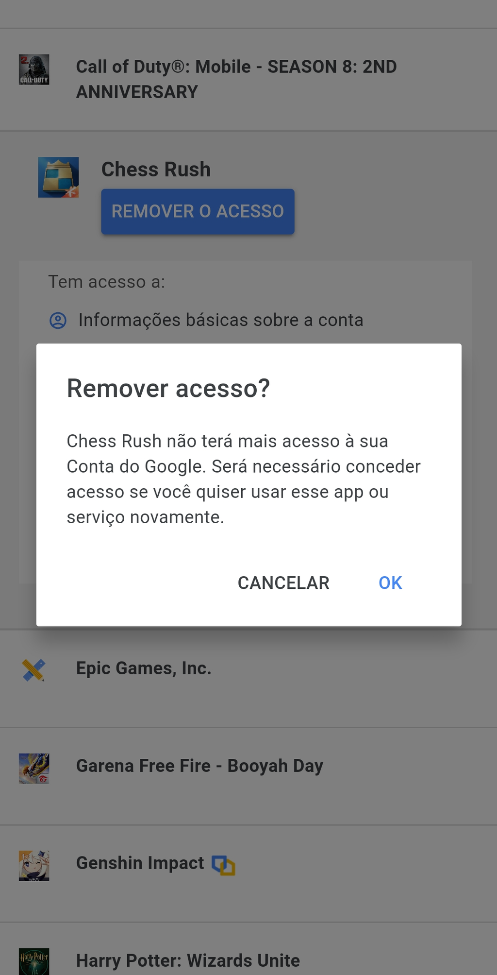 Como desvincular a conta Google de aplicativos e jogos