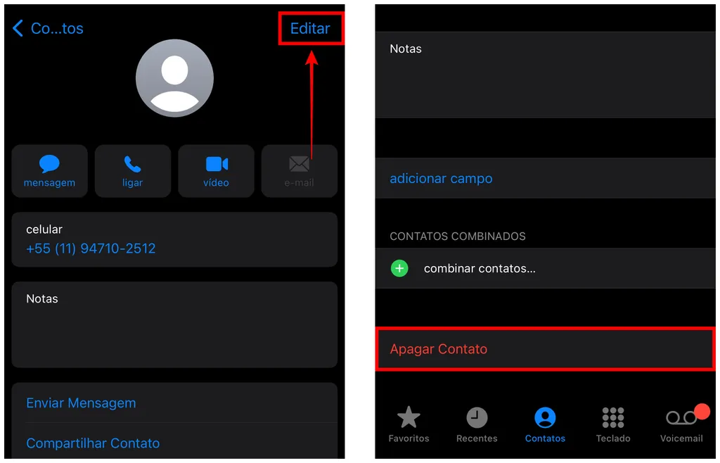 Como apagar contatos do WhatsApp que não estão na agenda do iPhone (Captura de tela: Caio Carvalho)