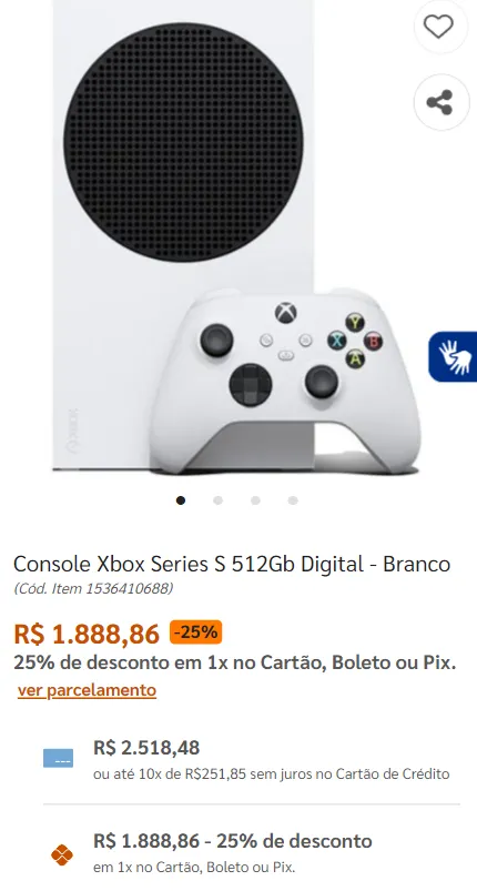 Console Xbox Series S 512GB Digital - Branco
