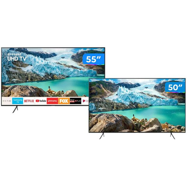 Combo Smart TV 4K LED 55” + 50” Samsung - Wi-Fi Bluetooth HDR 3 HDMI 2 USB