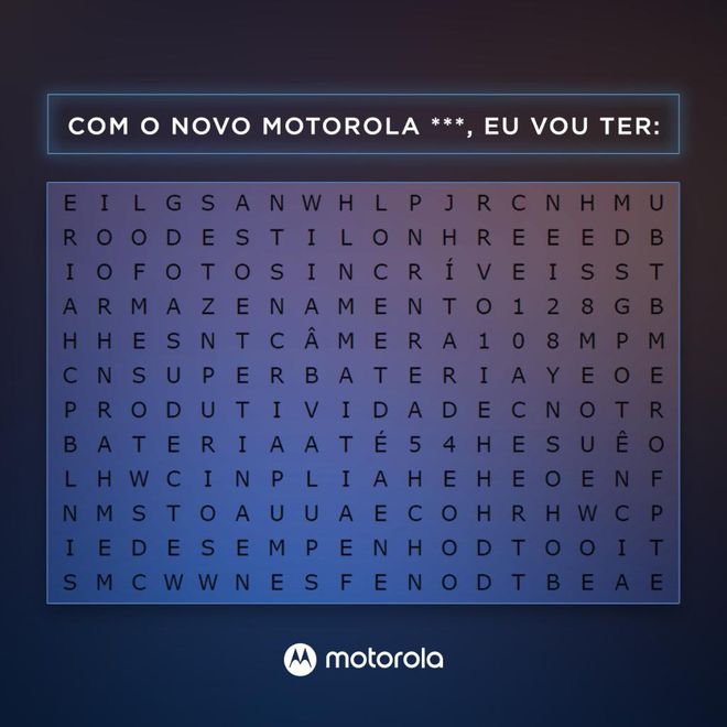 Caça-palavras da Motorola para preparar fãs para próximo lançamento (Imagem: Reprodução/Motorola)