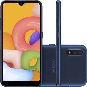 Smartphone Samsung Galaxy A01 32GB 4G Wi-Fi Tela 5.7'' Dual Chip 2GB RAM Câmera Dupla + Selfie 5MP - Azul