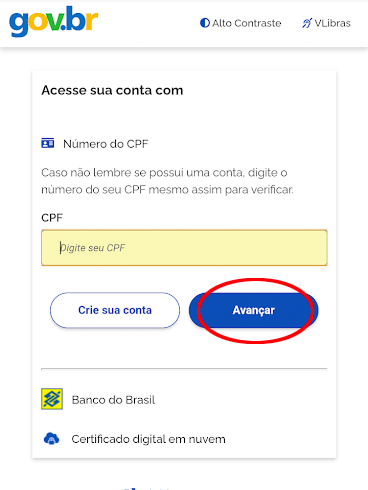 Use o CPF para entrar no serviço (Imagem: André Magalhães/Captura de tela))