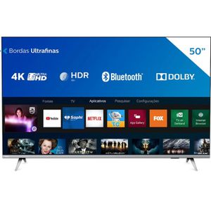 Smart TV LED 50'' Philips 50PUG6654/78 Ultra HD 4k, Design sem Bordas HDR10+ Dolby Vision Dolby Atmos Bluetooth 3 HDMI 2 USB 60 HZ - Prata