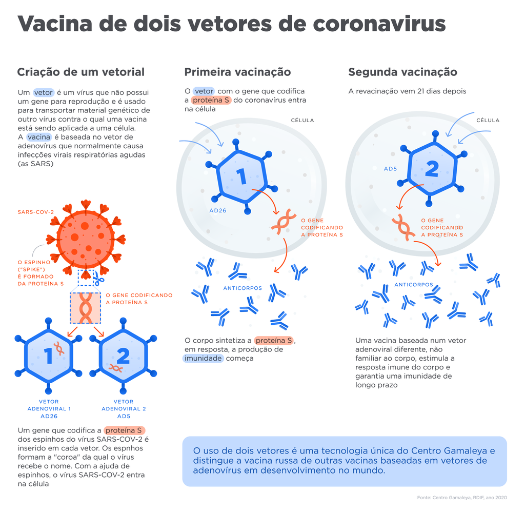 Vacina russa contra a COVID-19 utiliza adenovírus para imunização (Imagem: Sputnik V/Centro Gamaleya)