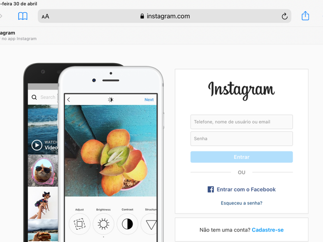 Note como o Instagram aproveita melhor a tela no iPad no navegador - Captura de tela: Thiago Furquim (Canaltech)