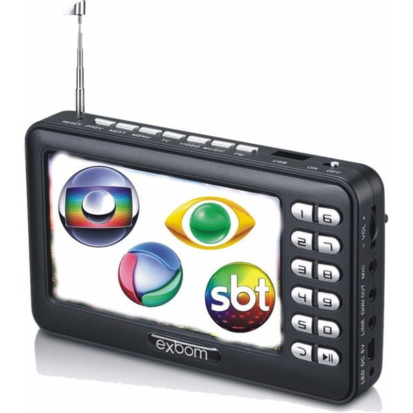 Mini Tv Digital Portátil HD Tela 7.0 Polegadas Usb Sd Rádio Fm Isdb-t Monitor Exbom MTV-70A