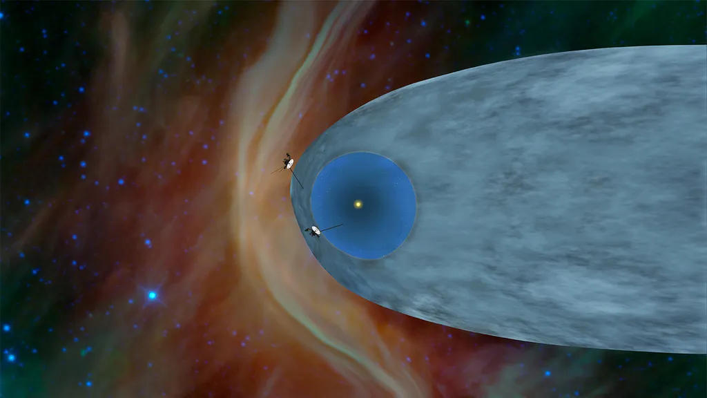 Tanto a sonda Voyager 1 quanto a Voyager 2 já passaram da heliopausa e estão viajando pelo espaço interestelar (Imagem: Reprodução/NASA/JPL-Caltech)