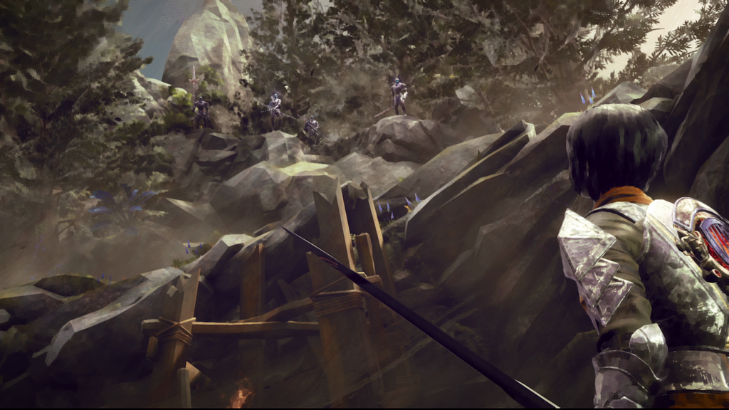 Visual do jogo tenta reproduzir uma pintura a óleo em uma ambientação medieval. (Imagem: Divulgação/Square Enix)