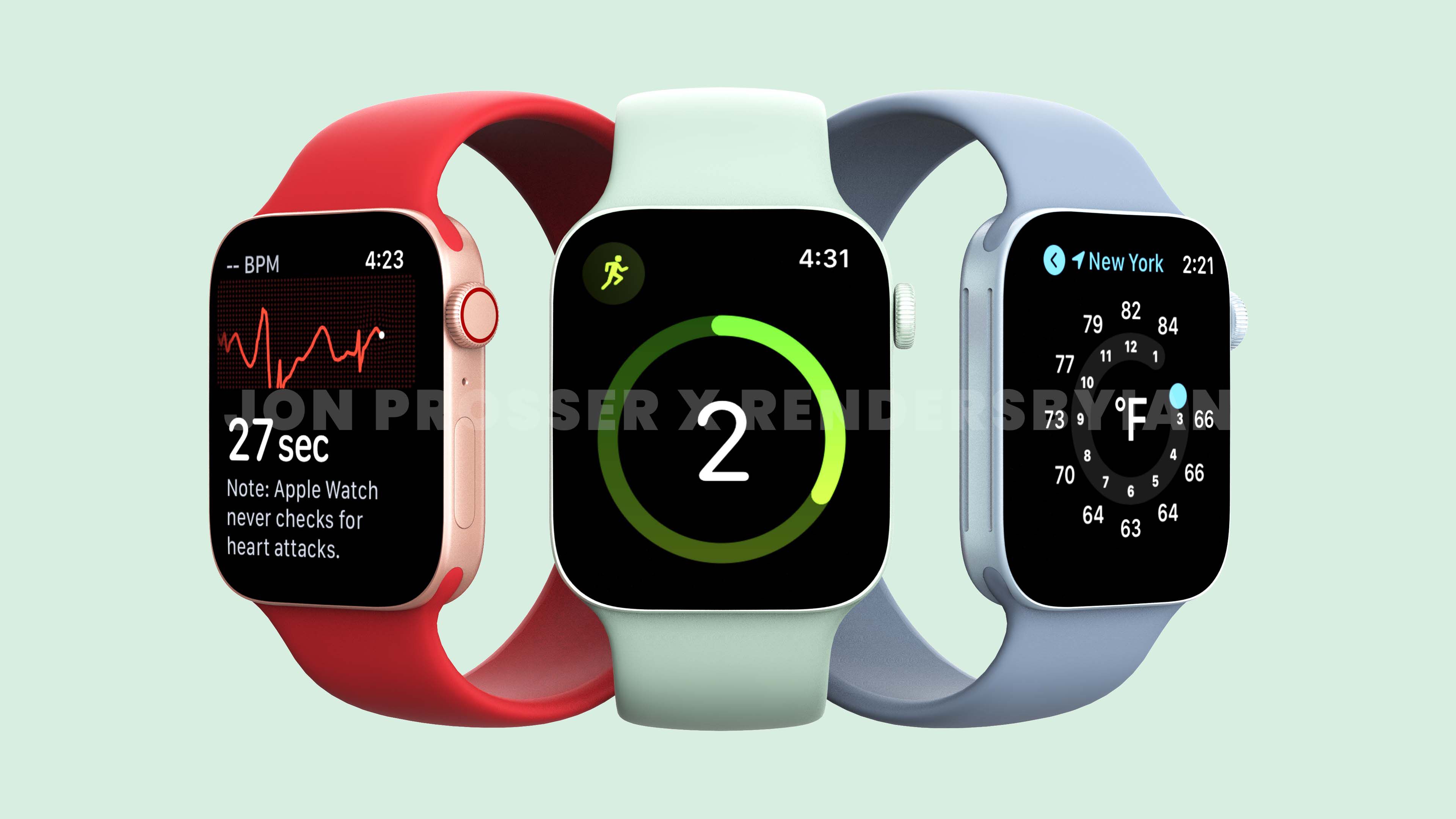 Apple Watch Series 7 deve ser lançado na semana que vem, mas ainda sem sensor de temperatura (Imagem: Jon Prosser e Ian Zelbo)