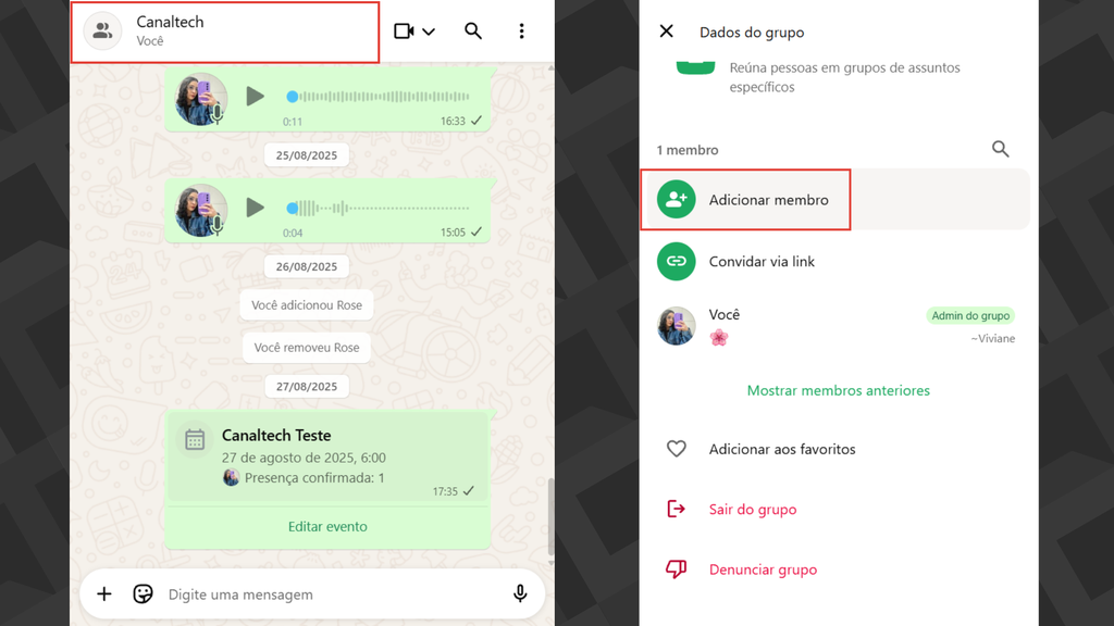 Passos para adicionar membros em grupos pelo WhatsApp Web