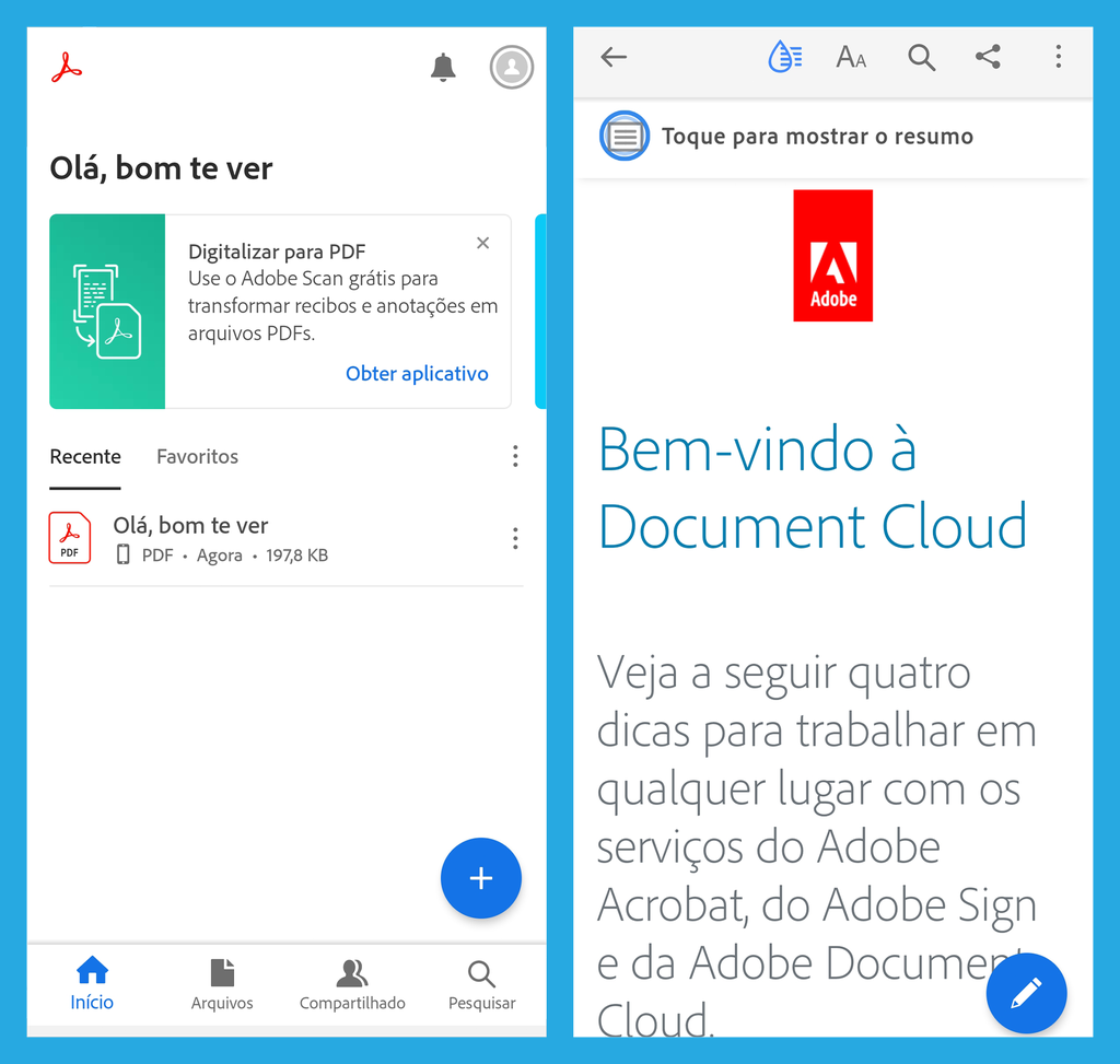 Aplicativo da Adobe é uma das opções mais populares para ler PDF (Imagem: André Magalhães/Captura de tela)