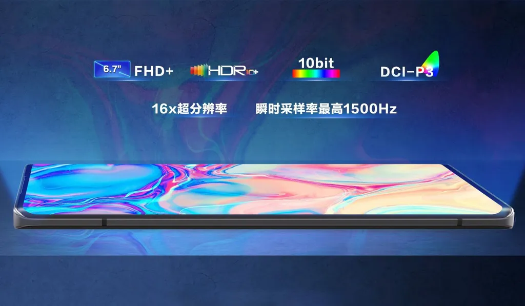 Com bordas curvadas, a tela do Moto X30 Pro é um dos destaques, com painel AMOLED, taxa de atualização de 144 Hz, amostragem de toque de 1.500 Hz e HDR10+ (Imagem: Reprodução/Lenovo)