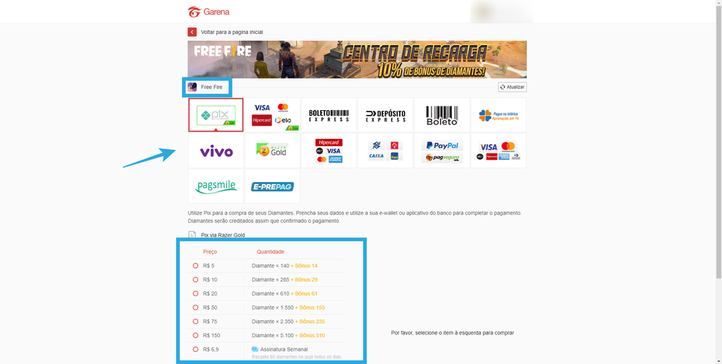 Como comprar diamantes no Free Fire - Canaltech