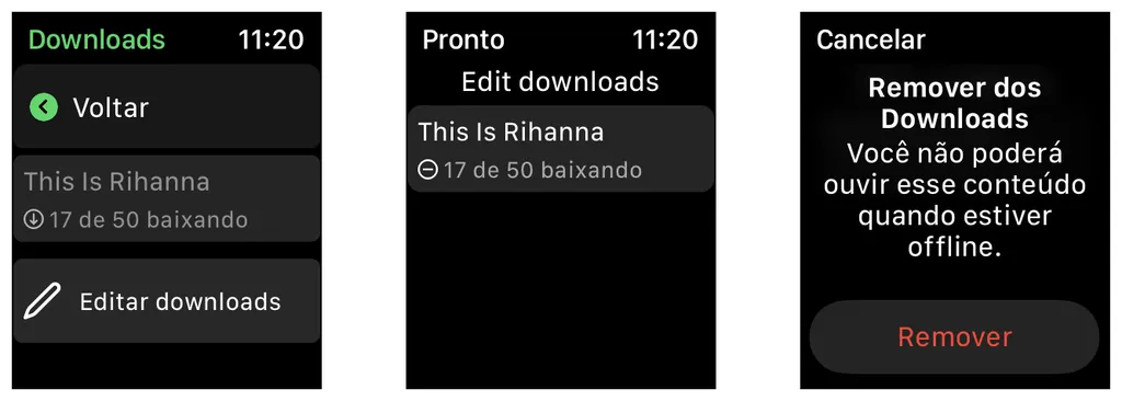 Remova músicas do Spotify diretamente no Apple Watch (Imagem: Thiago Furquim/Canaltech)