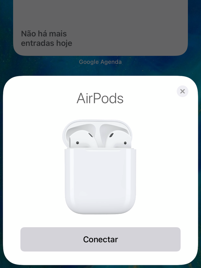 Segure o estojo dos AirPods próximo ao celular com o Bluetooth ligado para ver a tela de conexão. Captura de tela: Lucas Wetten (Canaltech)