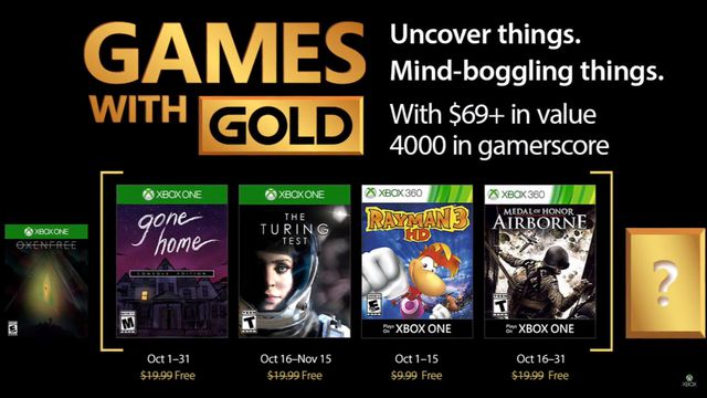 Confira os games que serão liberados na Games with Gold em outubro