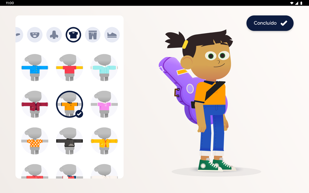As crianças podem criar um personagem customizado próprio para interagir com o Kids Space (Imagem: Divulgação/Google)