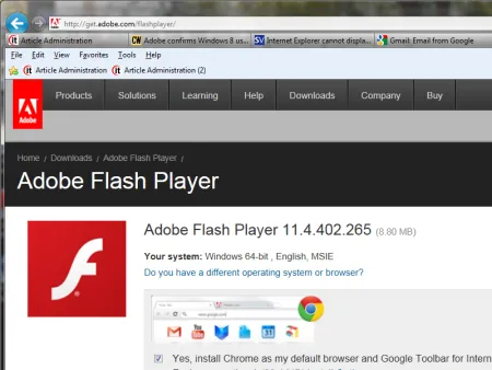 O Flash Player era obrigatório para rodar vários sites da web, mas em 2012 isso começou a mudar (Imagem: Reprodução/Archive.org)