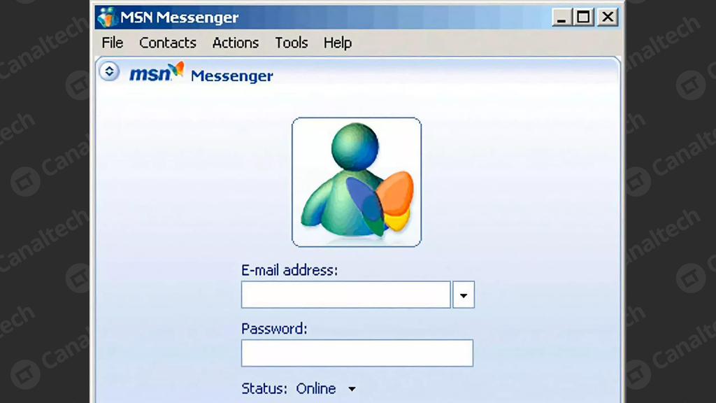 Tela de login do MSN
