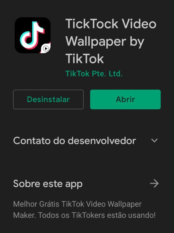 Este é o app responsável por permitir usar vídeos do TikTok como plano de fundo. Baixe no seu celular Android (Captura de tela: Caio Carvalho/Canaltech)