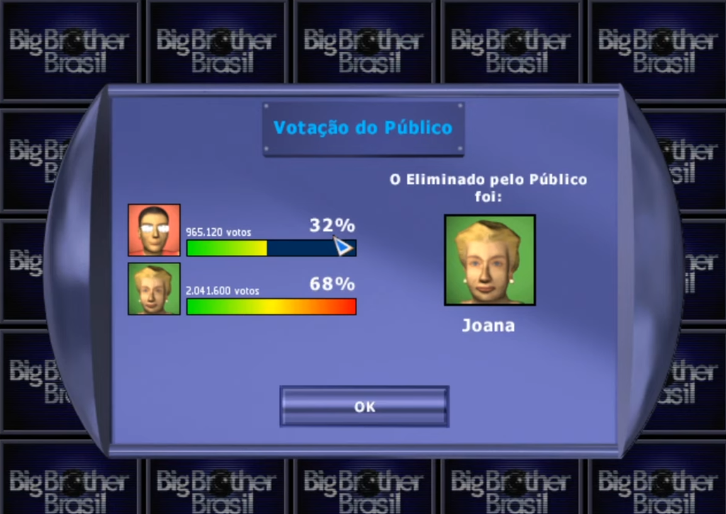 O game simulava uma votação do público, eliminando um jogador da casa (Foto: Reprodução/Continuum Entertainment)