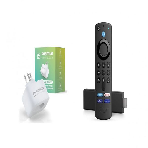 Combo Fire TV Stick 4K com Controle Remoto por Voz e Smart Plug Max Wi-Fi Positivo Casa Inteligente