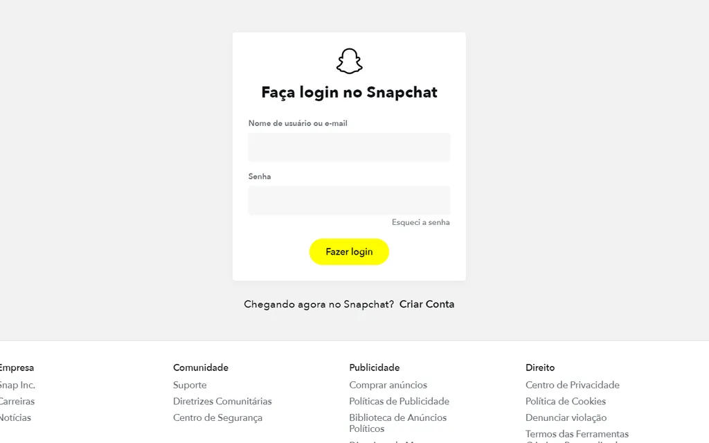 Acesse o Snapchat pelo navegador (Captura de tela: André Magalhães)