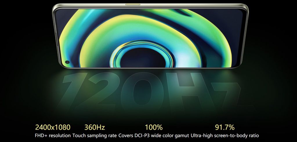 A tela é um dos maiores destaques do Realme Q3 Pro, com taxa de atualização de 120 Hz e cobertura de 100% da gama DCI-P3 (Imagem: Divulgação/Realme)