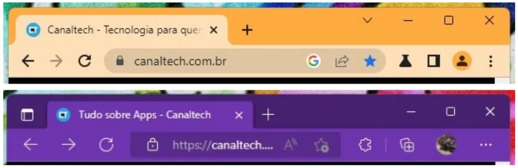 As semelhanças na barra superior do Chrome e do Edge reforçam: são dois navegadores extremamente parecidos (Imagem: Igor Almenara/Canaltech)