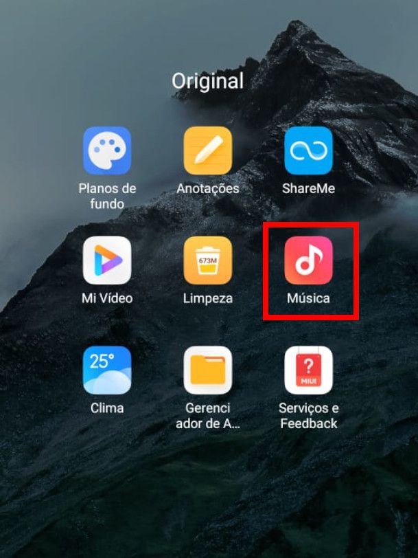 Abra o app "Música" em seu celular Xiaomi com a MIUI (Captura de tela: Matheus Bigogno)