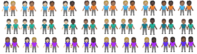 Novos emojis oferecem mais opções de representatividade (crédito: Google)