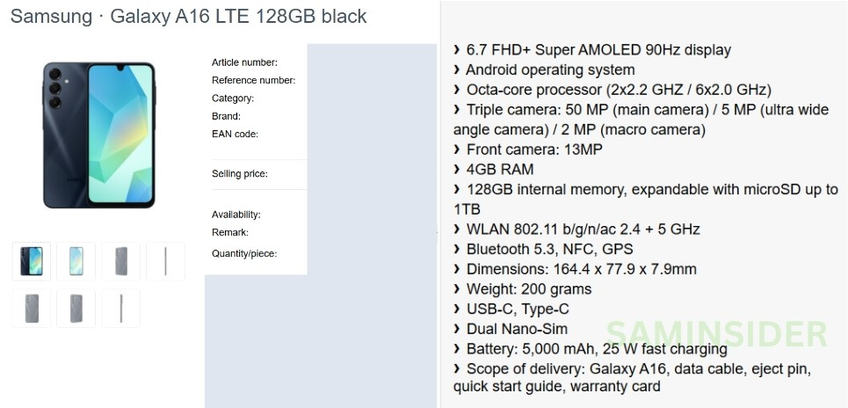 Samsung Galaxy A16 4G Vazamento SamInsider