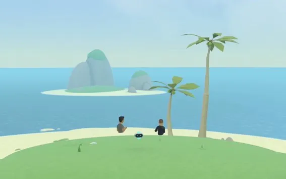 A partir de comandos de voz, o Builder Bot criou um arquipélago com som ambiente e decoração (Imagem: Reprodução/Meta)