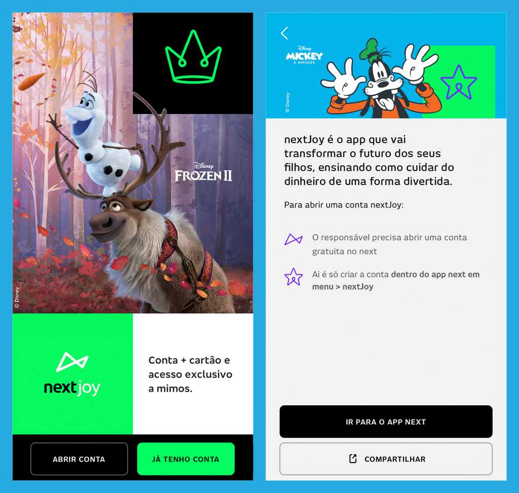 Interface do app conta com temas de personagens da Disney (Imagem: André Magalhães/Captura de tela)