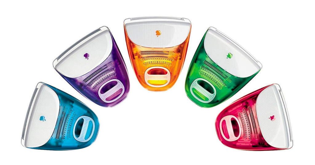 iMac G3 se destacou pelo plástico transparente em diversas opções de cores (Imagem: Reprodução/Apple)