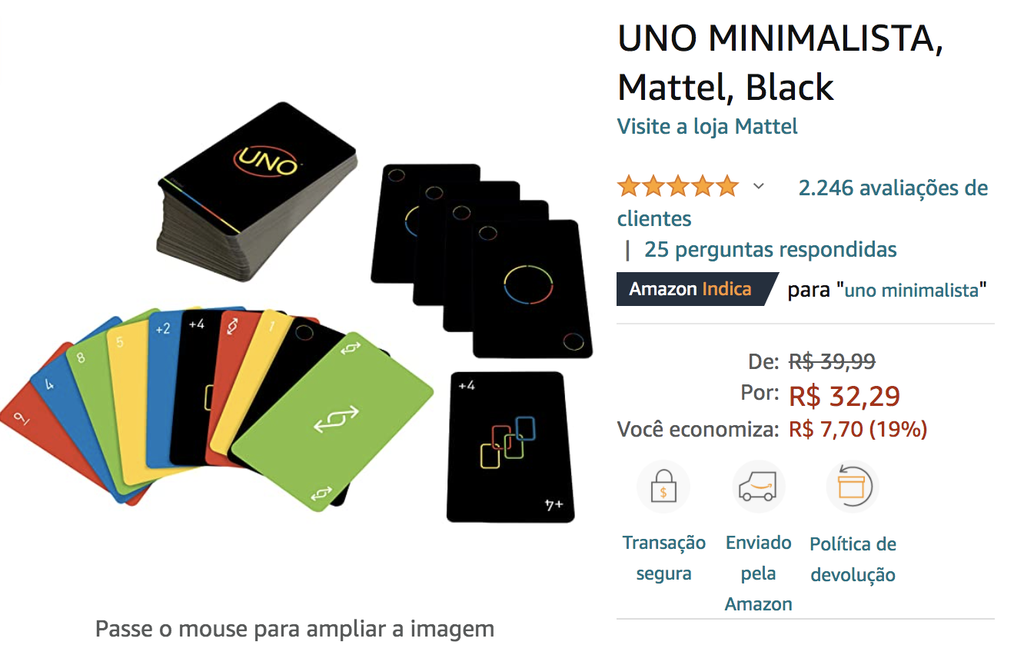 UNO MINIMALISTA, Mattel, Black