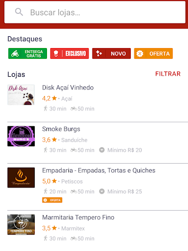 Veja os restaurantes disponíveis (Imagem: André Magalhães/Captura de tela)