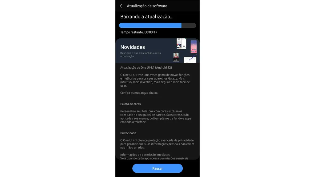 Se você tem um celular Galaxy M51, já pode baixar a atualização do Android 12 (Imagem: Captura de tela/Canaltech)