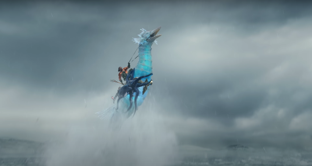 Mas pelo menos o filme tem o Aquaman montado em um cavalo marinho (Imagem: Reprodução/Warner Bros)