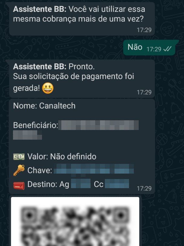 Clientes do BB já podem usar o Pix por meio do WhatsApp para realizar pagamentos (Captura de tela: Matheus Bigogno)