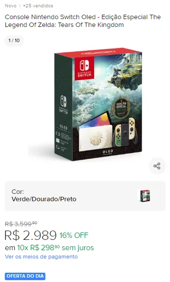 Console Nintendo Switch Oled - Edição Especial The Legend Of Zelda: Tears  Of The Kingdom